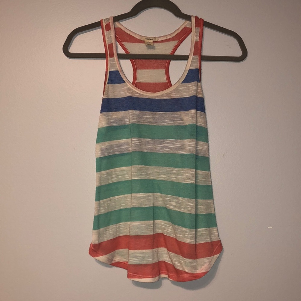 Timing Multi Color Striped Tank Top Size Small